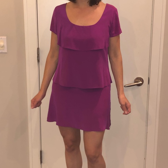 Magenta Rory Becca Tiered Silk Shift - Picture 1 of 6